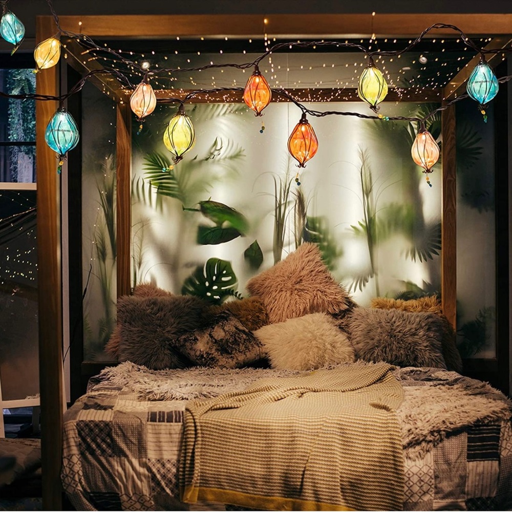 Boho Lantern Moroccan Lanterns STRING LIGHTS  Holiday Christmas